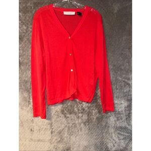 Charles Nolan New York Red Cardigan 100% Egyptian Cotton Women’s XL 768